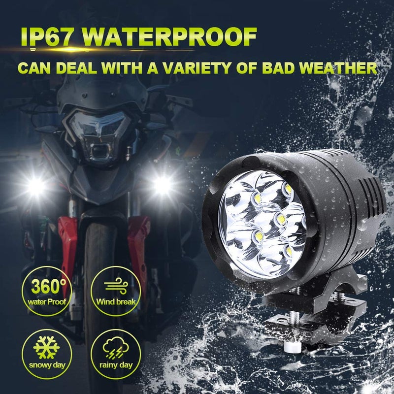 Ourbest Motorcycle Fog Lights with 1inch Tube Bar Brackets, 2.5" Motorcycle Auxiliary light Round 12-60V For Motorbike Truck ATV 12V 24V 36V - Image 5
